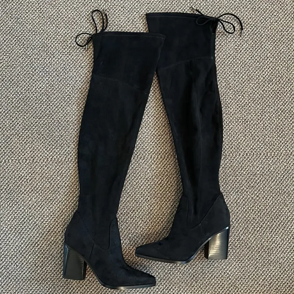 Marc Fisher LTD Okun Over The Knee Thigh Black Suede Boots Size 7